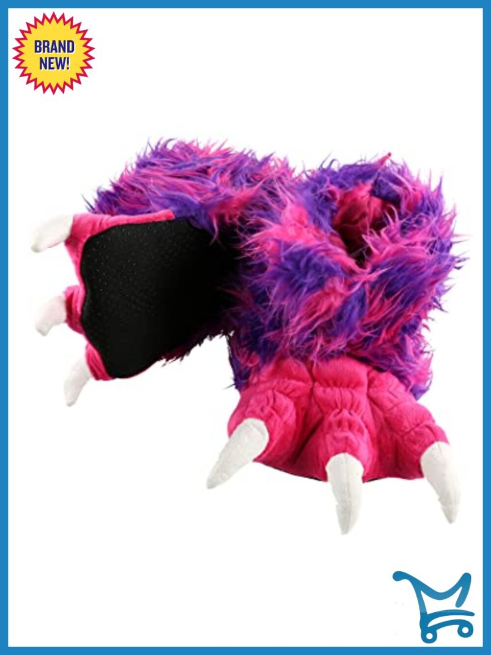 Furry Animal Paw Slippers with Non-Skid Sole, Machine Washable, Fun Costume